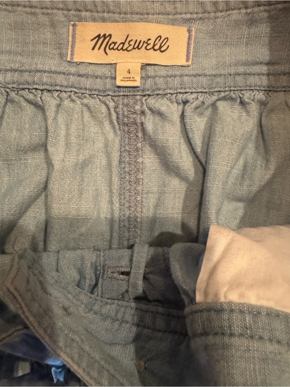 Madewell Chambray Button‑Front Midi Skirt Women’s Size 4 — Tie Waist - Picture 4 of 6